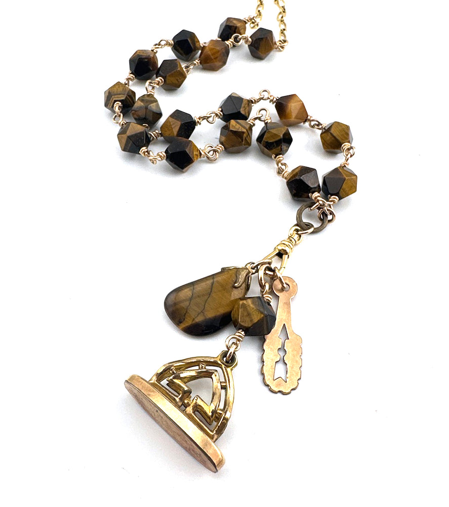 
                  
                    Victorian Tigers Eye Charm Keeper Necklace
                  
                