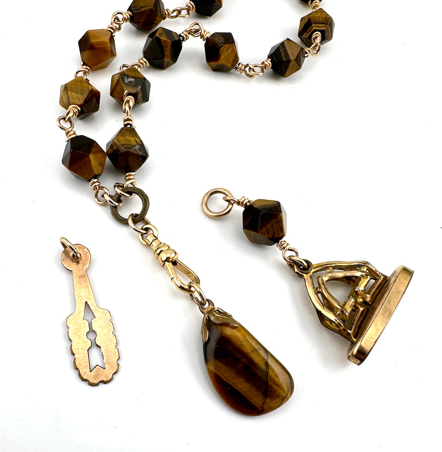 
                  
                    Victorian Tigers Eye Charm Keeper Necklace
                  
                