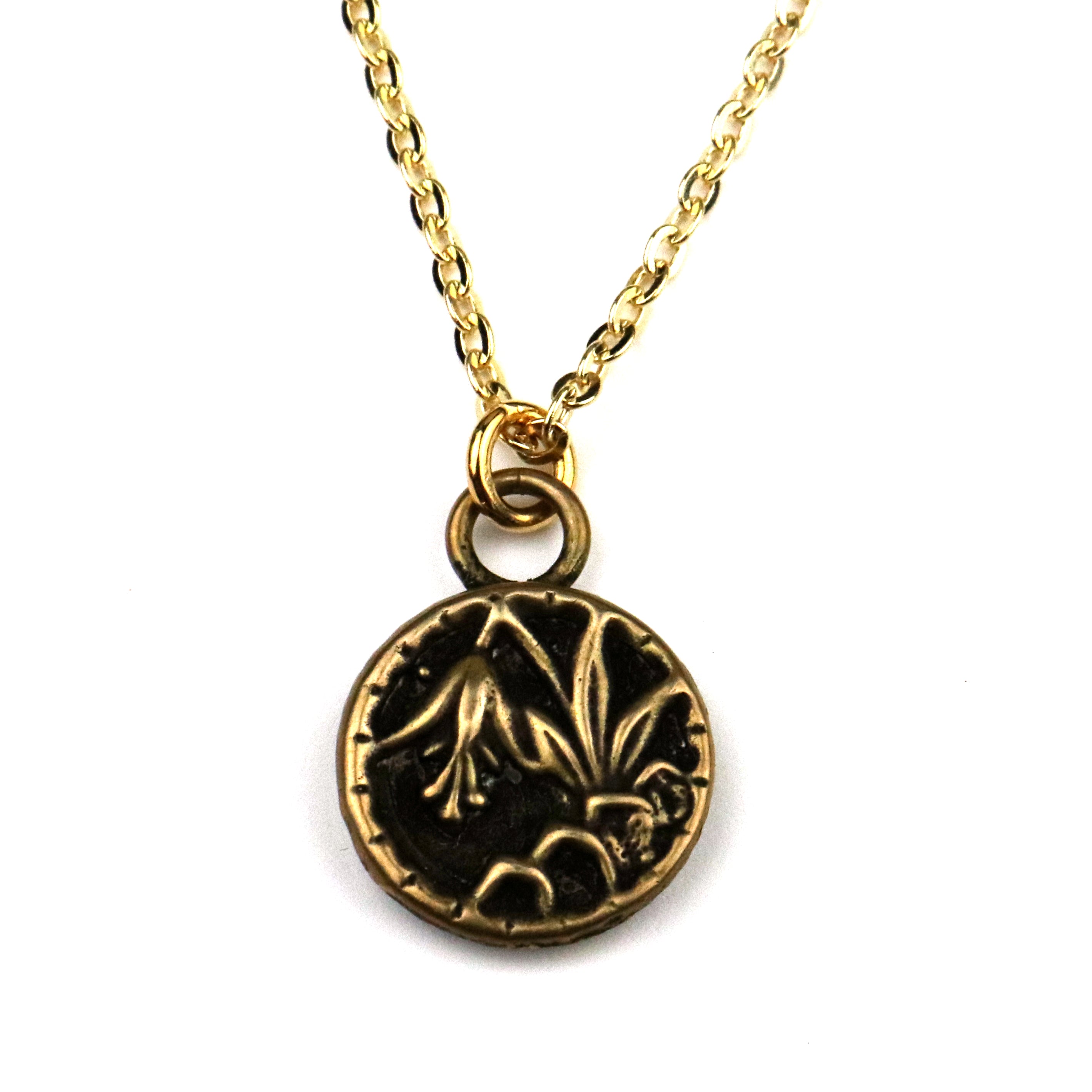 LILY Antique Button Necklace - Bronze – Compass Rose Design