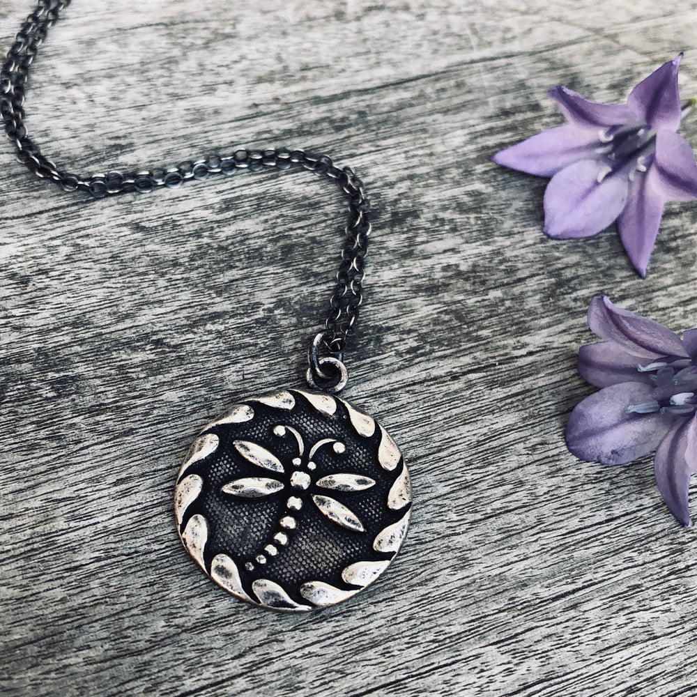 The new Dragonfly Antique Button Necklace is here!