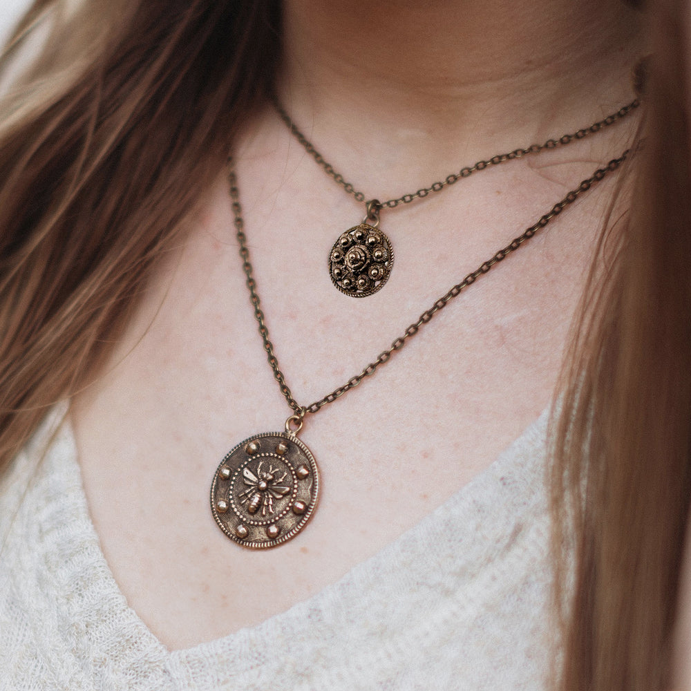 Zeeuwse Knop Dutch Button Necklace - BRONZE – Compass Rose Design