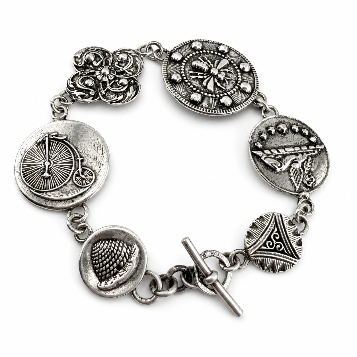 
                  
                    Vintage Button Collection Bracelet in Sterling Silver
                  
                