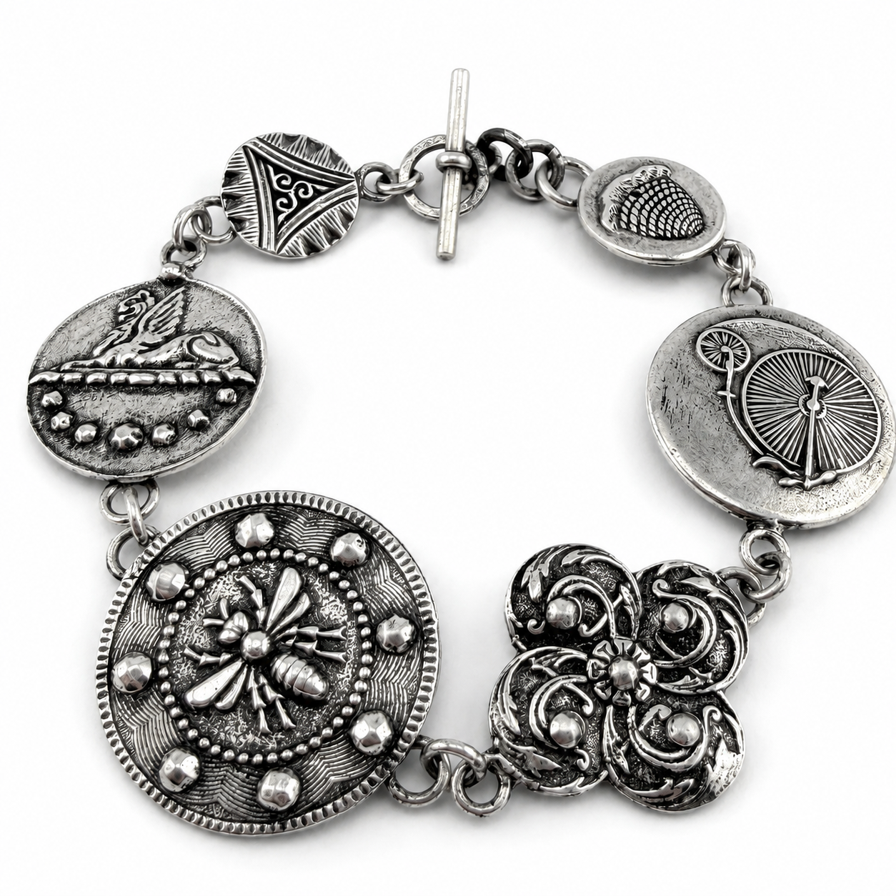 
                  
                    Vintage Button Collection Bracelet in Sterling Silver
                  
                