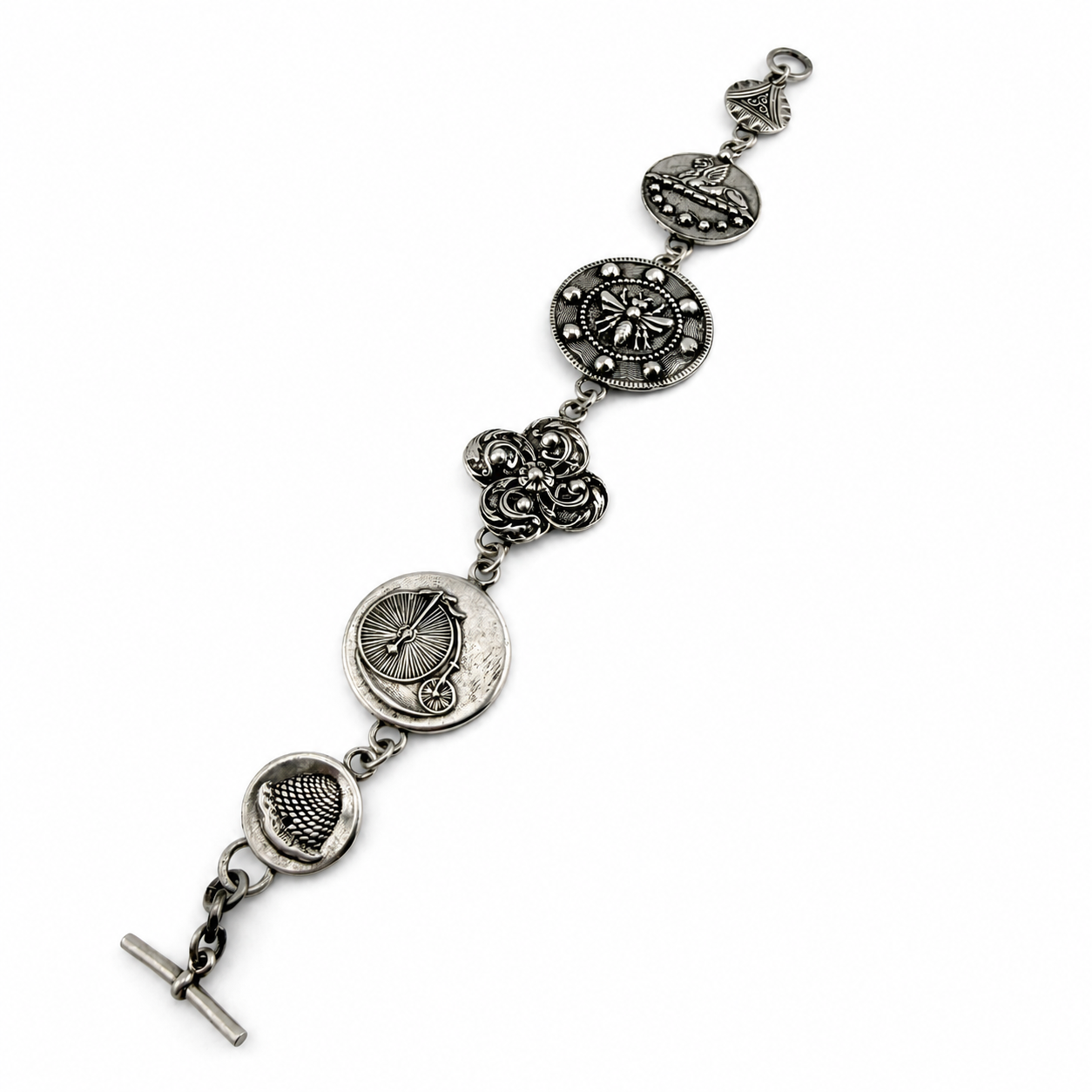 
                  
                    Vintage Button Collection Bracelet in Sterling Silver
                  
                