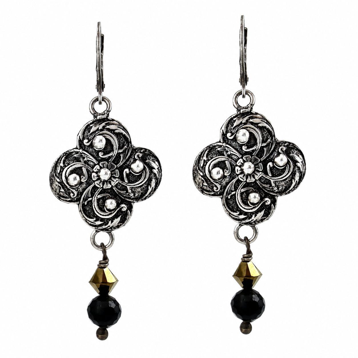 
                  
                    Gateway Earrings in Silver with Black Spinel and Pyrite
                  
                