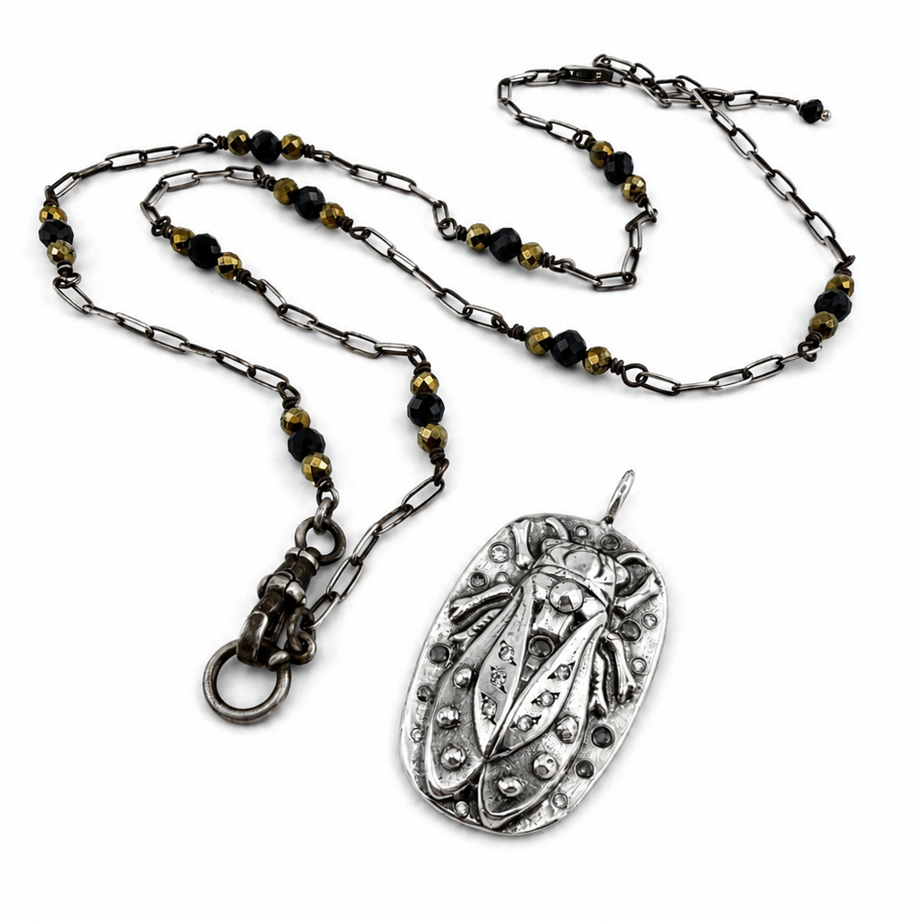 
                  
                    CICADA Luxe Necklace 22 Diamonds in Silver with Gemstone Charm Chain option
                  
                