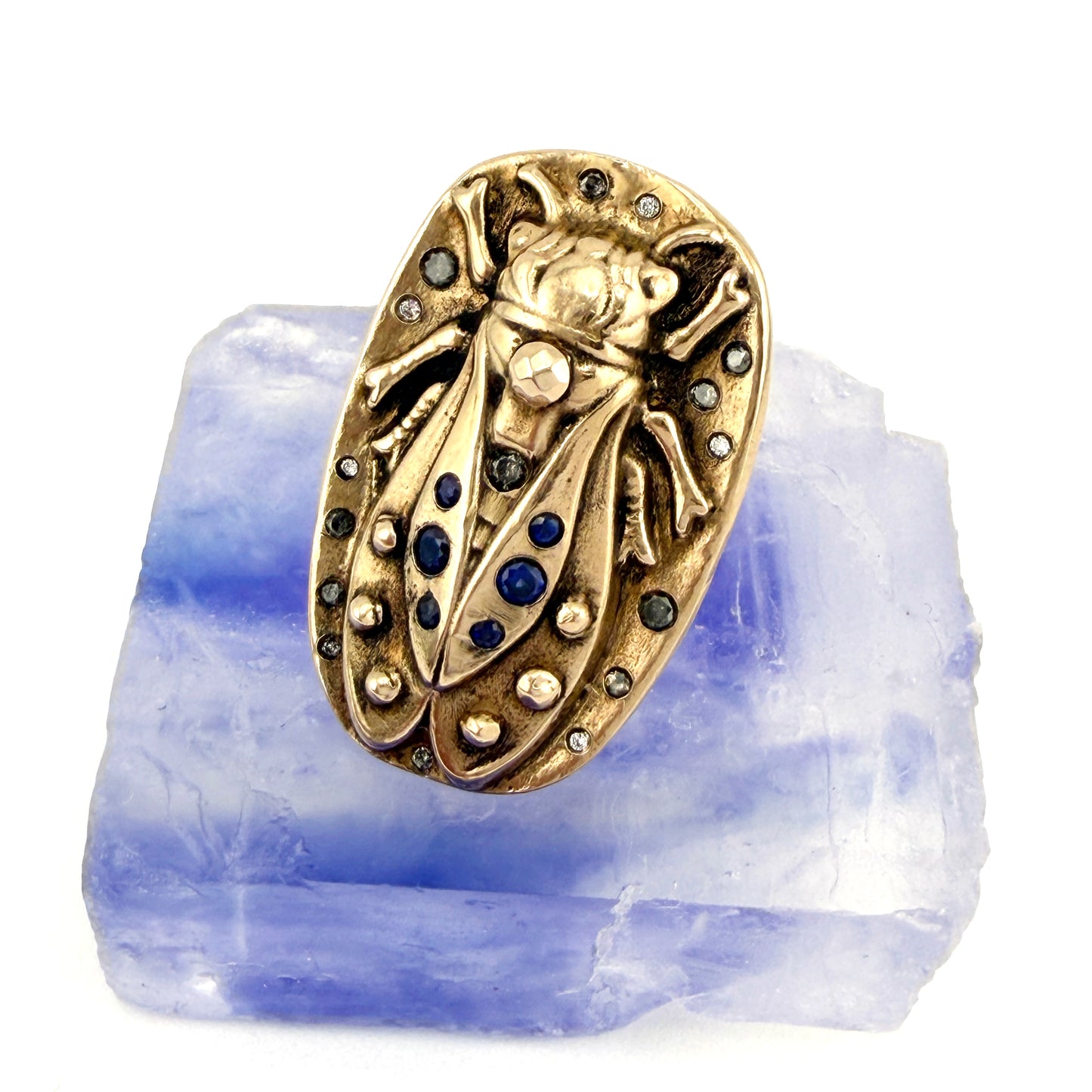 
                  
                    CICADA Ring - 22 Blue Sapphire and Diamonds - Size 9 1/4 - SPARKLE V
                  
                
