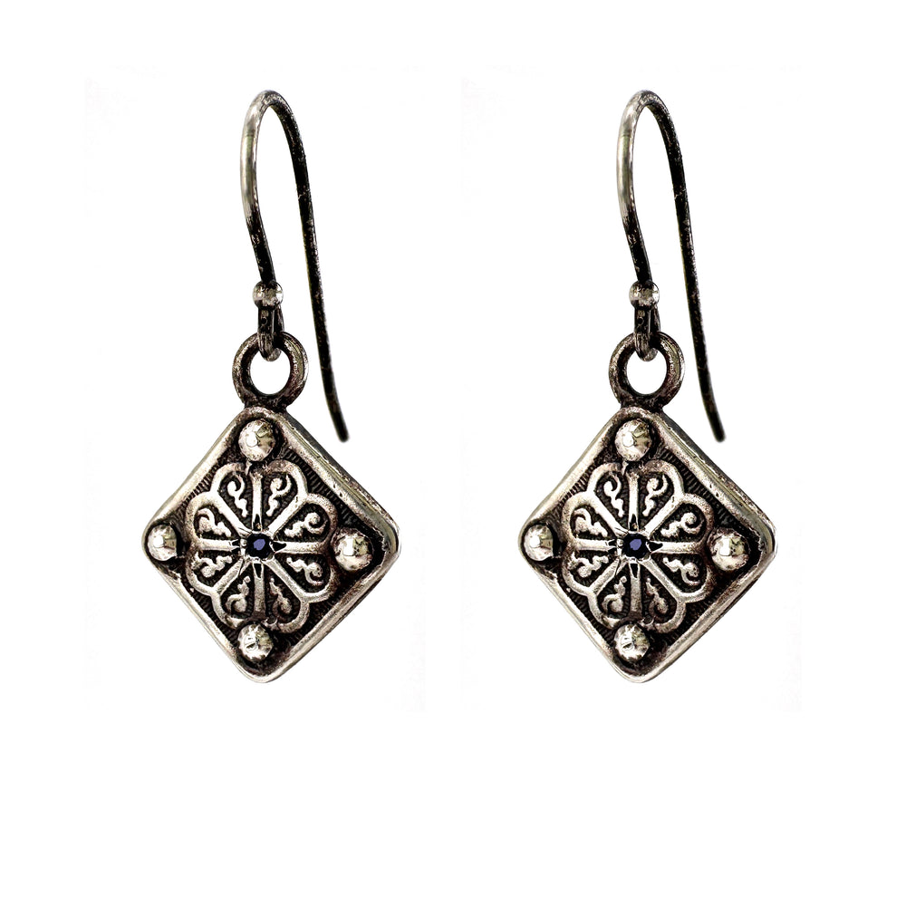 GRAVITY Earrings - Silver with Blue Sapphire