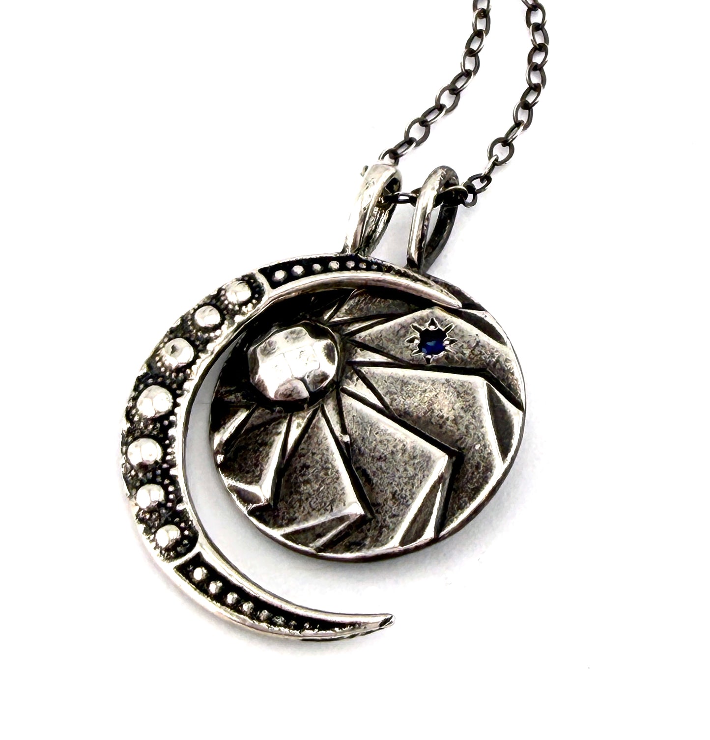 
                  
                    HORIZON MOON Necklace Set - Silver and Blue Sapphire
                  
                