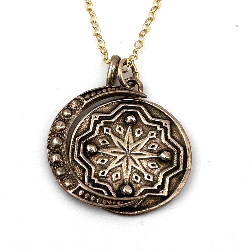 COMPASS MOON Necklace Set - Bronze