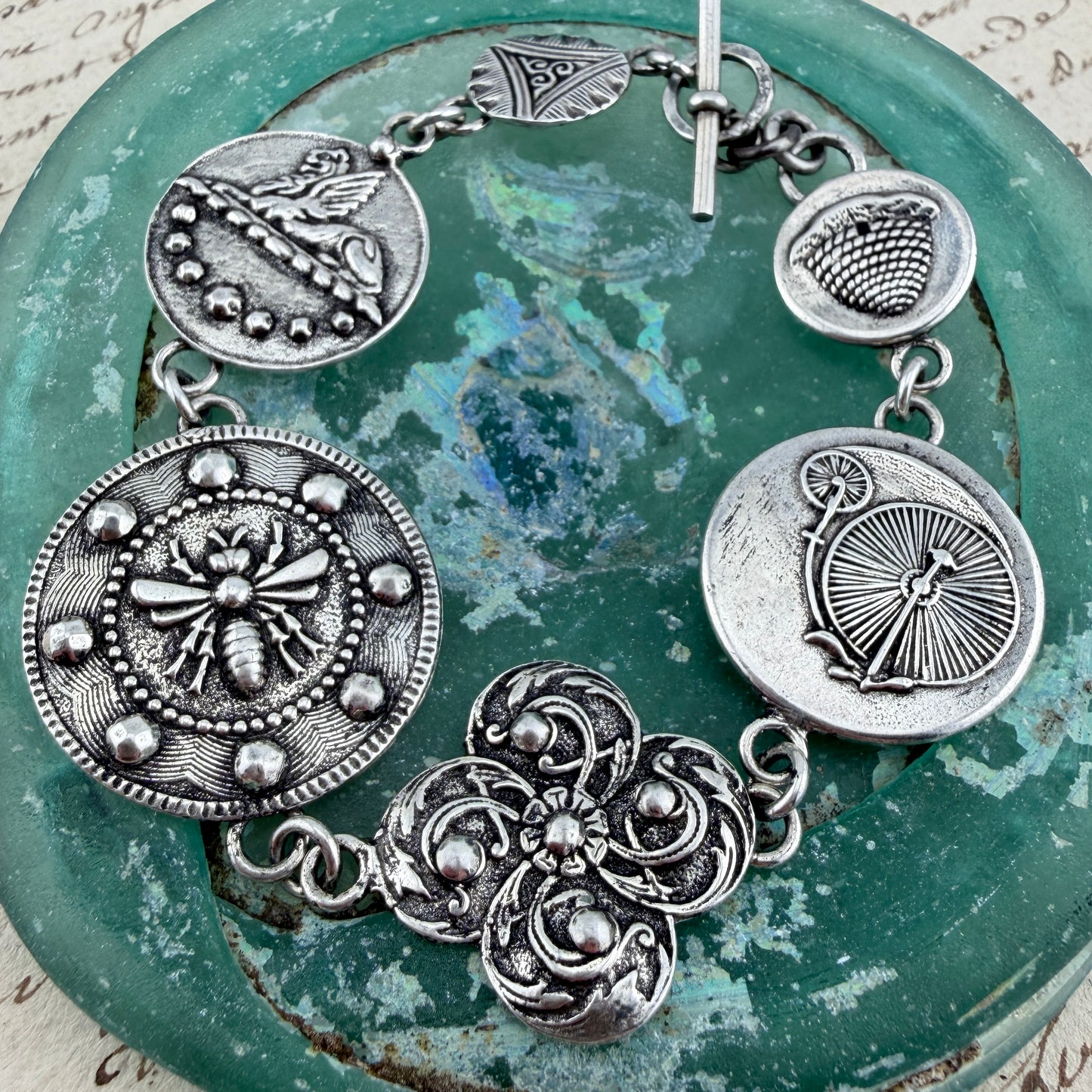 
                  
                    Vintage Button Collection Bracelet in Sterling Silver
                  
                