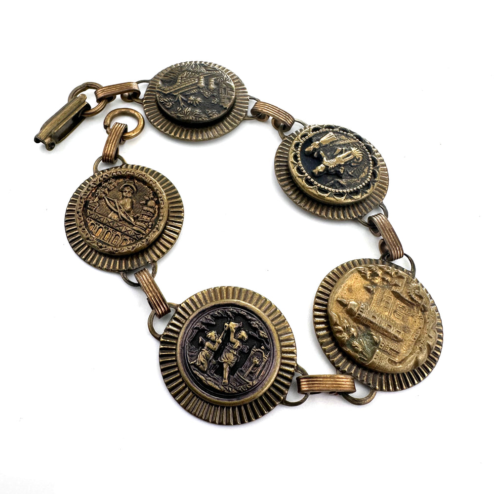 Antique Button Bracelet - Brass