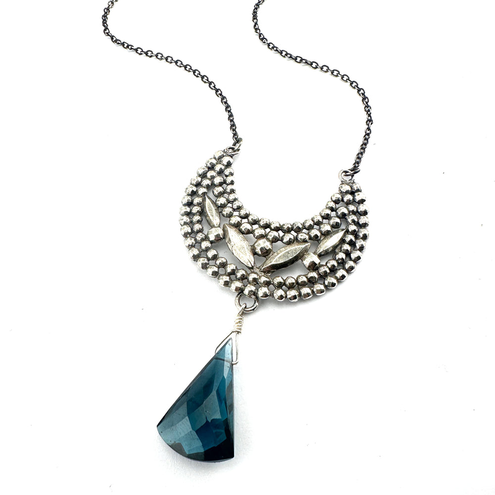 LUNA Riveted Necklace - Silver with Blue Quartz