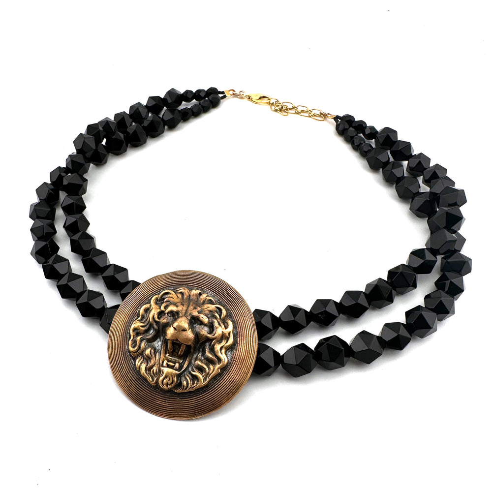 LION Necklace in Star Cut Onyx