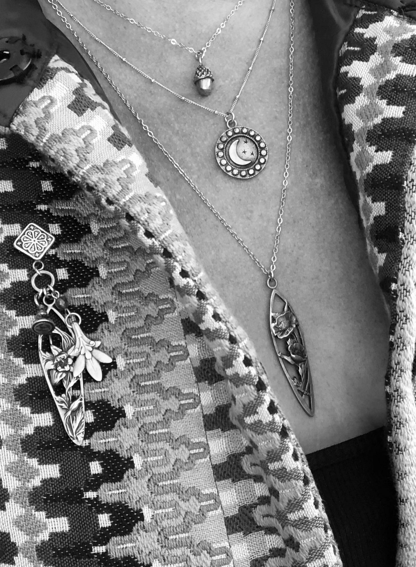 
                  
                    Large Crescent MOON Necklace - Silver w/ Blue Sapphires
                  
                