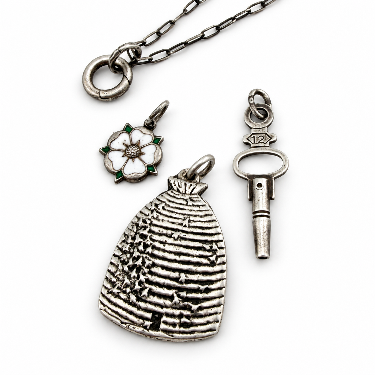 
                  
                    Beehive & White Rose of York Necklace Set - Silver
                  
                