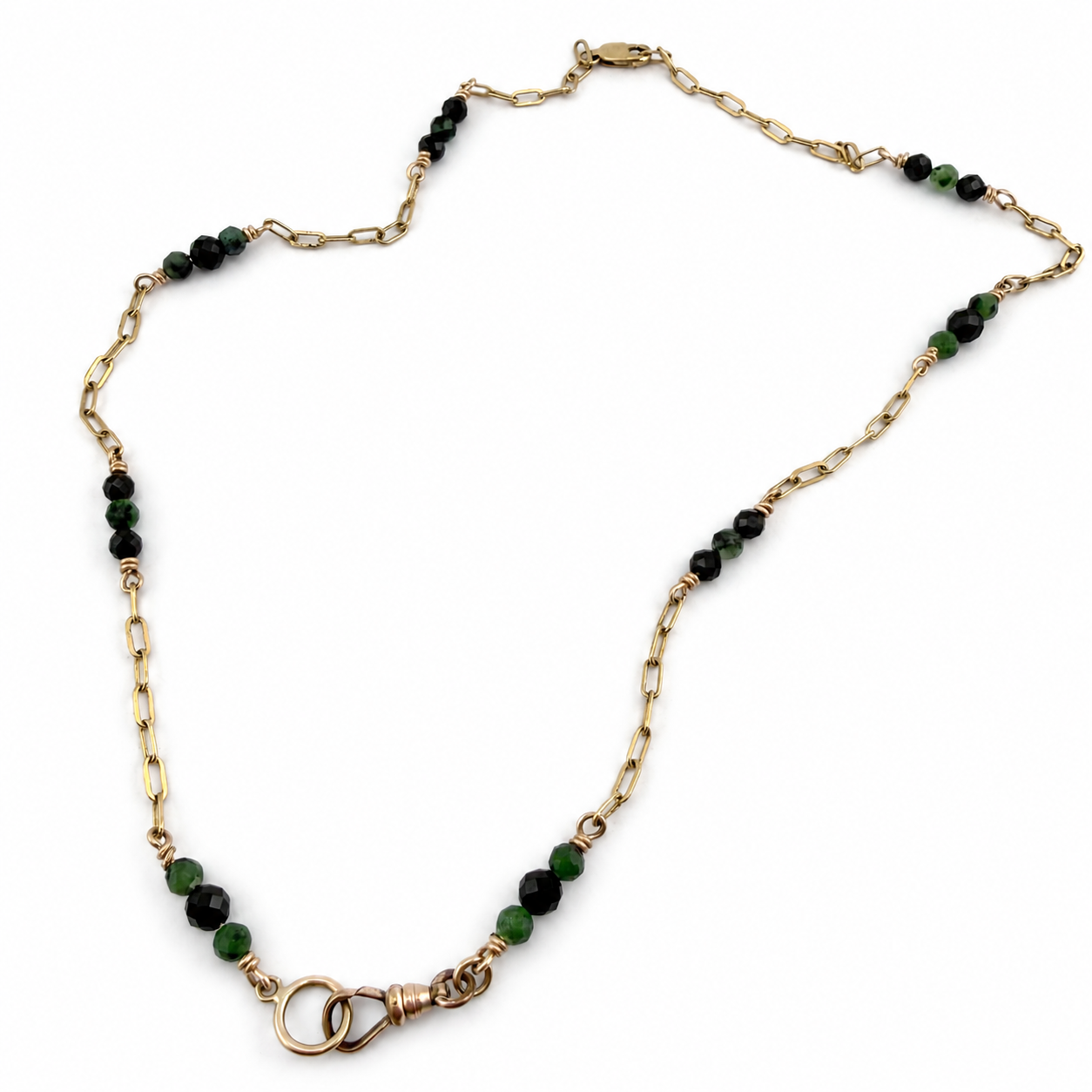 
                  
                    Collector's Charm Keeper Necklace: Black Spinel & Green Ruby Zoisite Gold-Filled Chain
                  
                