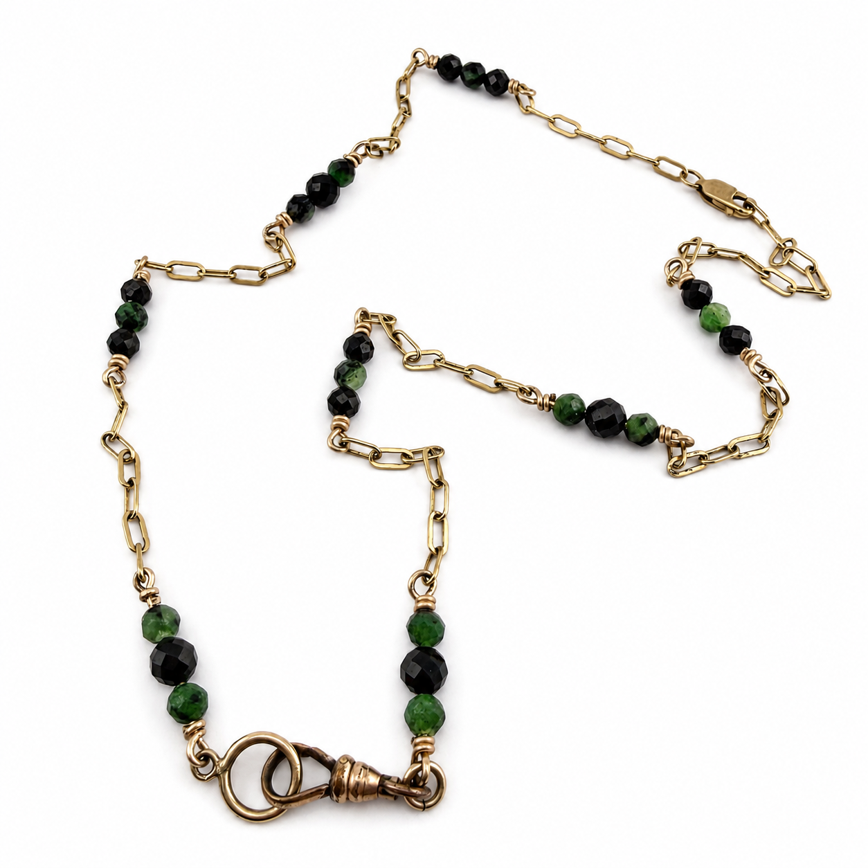 
                  
                    Collector's Charm Keeper Necklace: Black Spinel & Green Ruby Zoisite Gold-Filled Chain
                  
                