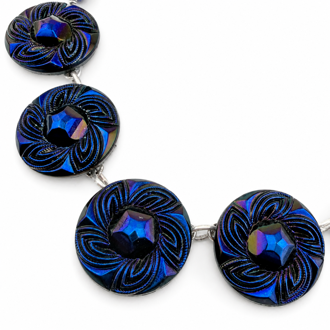 
                  
                    DEEP IRIS Bohemian Carnival Button Statement Necklace
                  
                