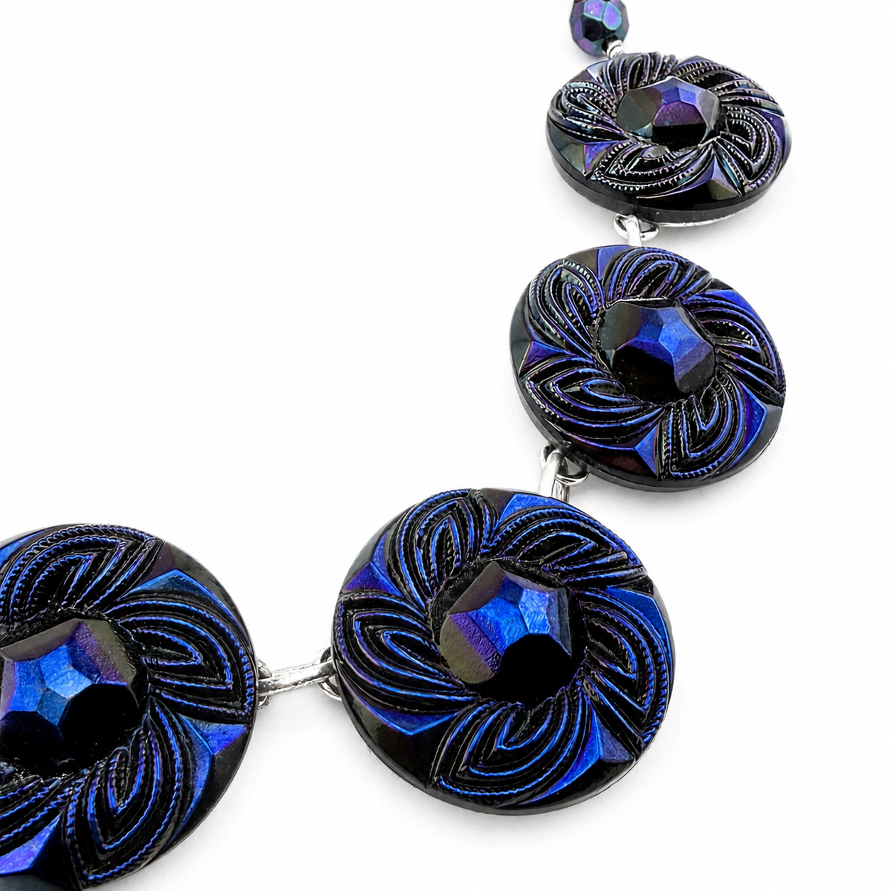 
                  
                    DEEP IRIS Bohemian Carnival Button Statement Necklace
                  
                