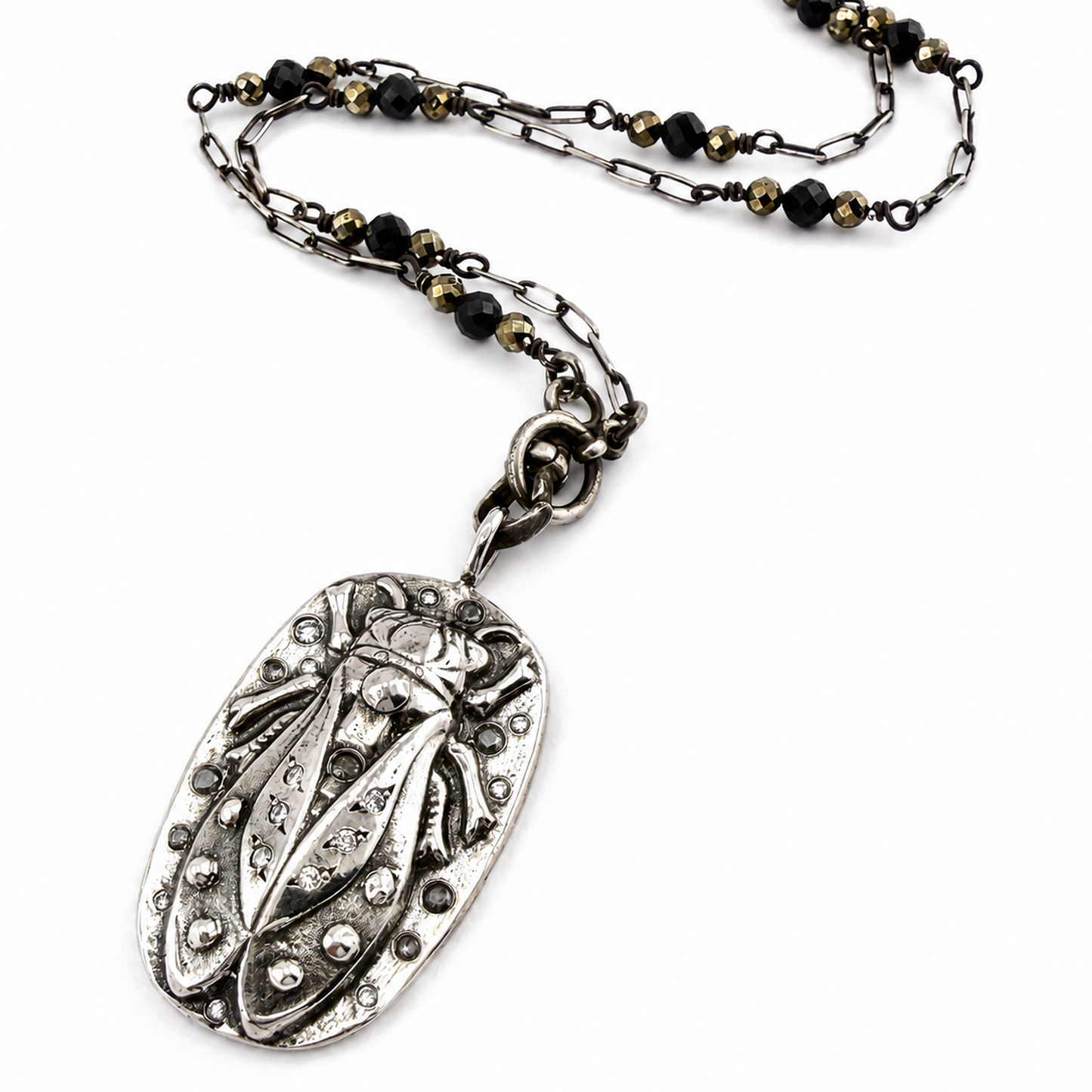 
                  
                    CICADA Luxe Necklace 22 Diamonds in Silver with Gemstone Charm Chain option
                  
                