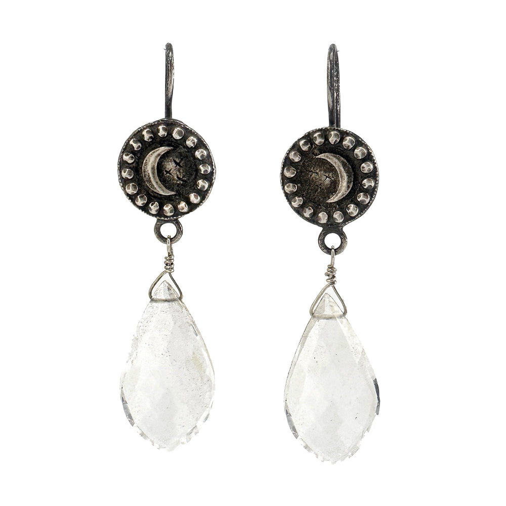 Crescent Moon Earrings Quartz - SILVER