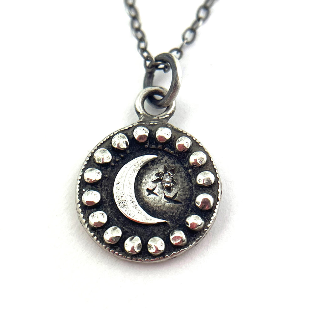 
                  
                    Petite MOON Necklace - Silver with White Diamond
                  
                