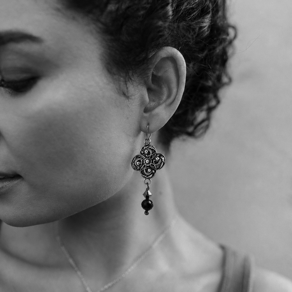 
                  
                    Gateway Earrings in Silver with Black Spinel and Pyrite
                  
                