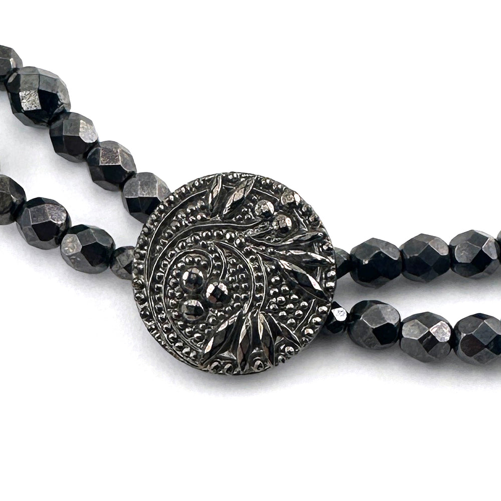 Hematite Antique Button Collection Necklace