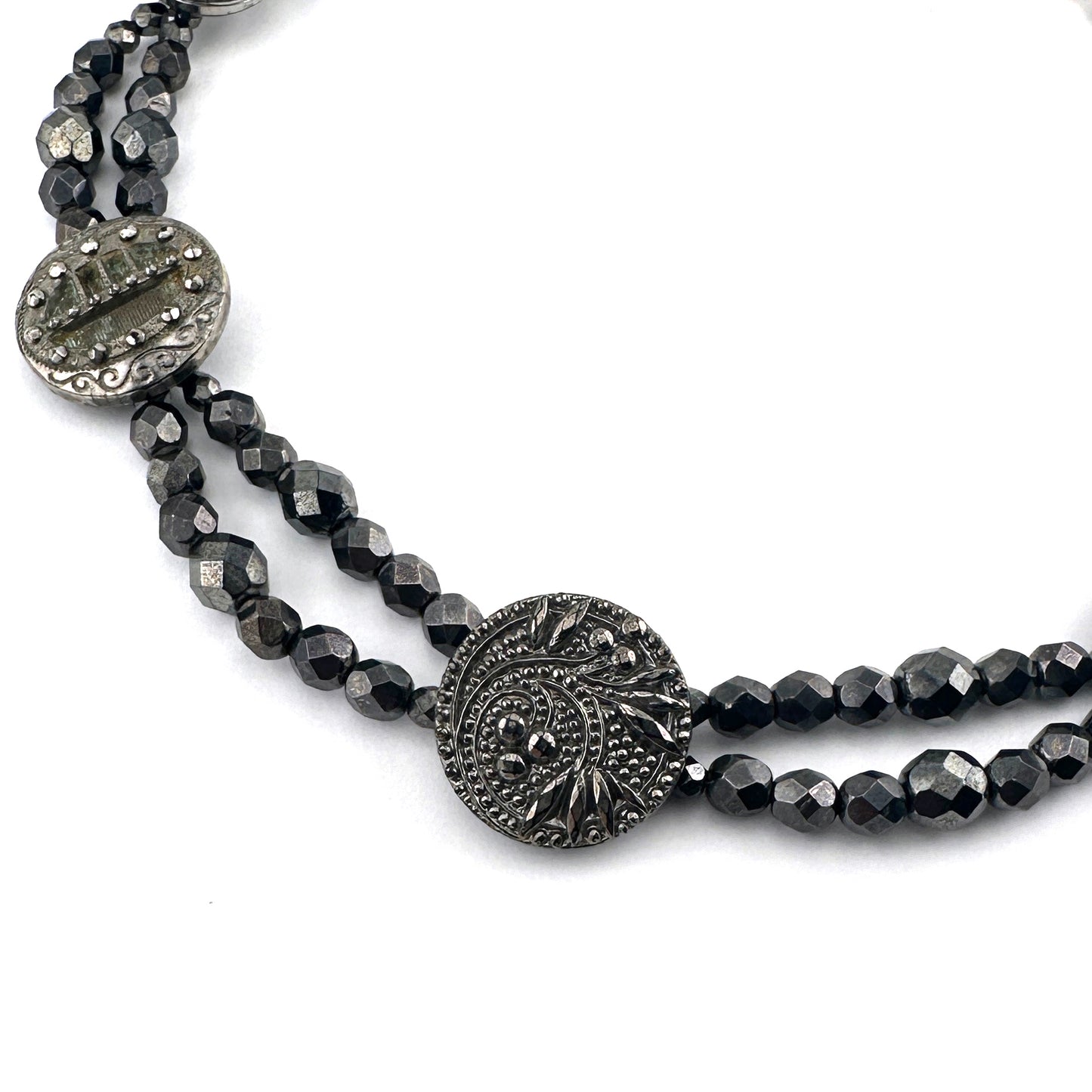 
                  
                    Hematite Antique Button Collection Necklace
                  
                