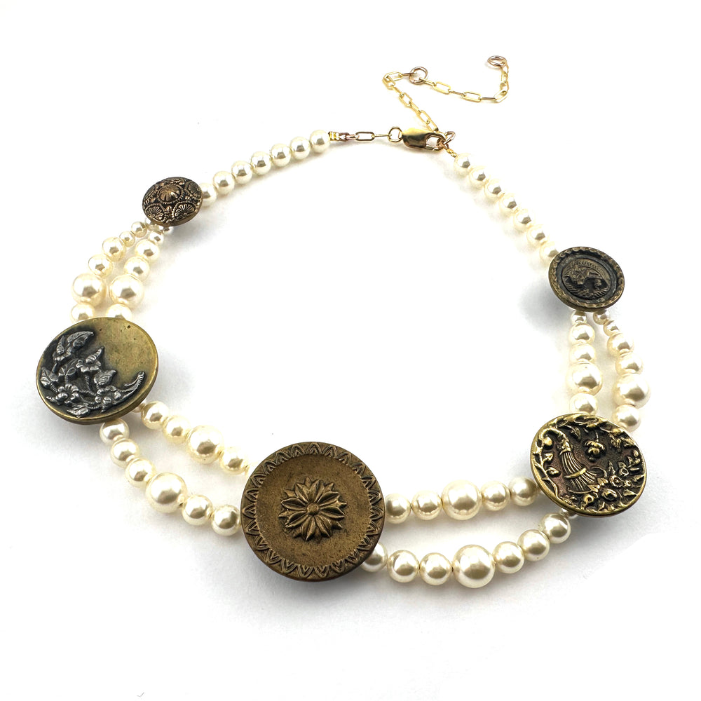 
                  
                    Ivory Pearl Victorian Button Collection Necklace
                  
                