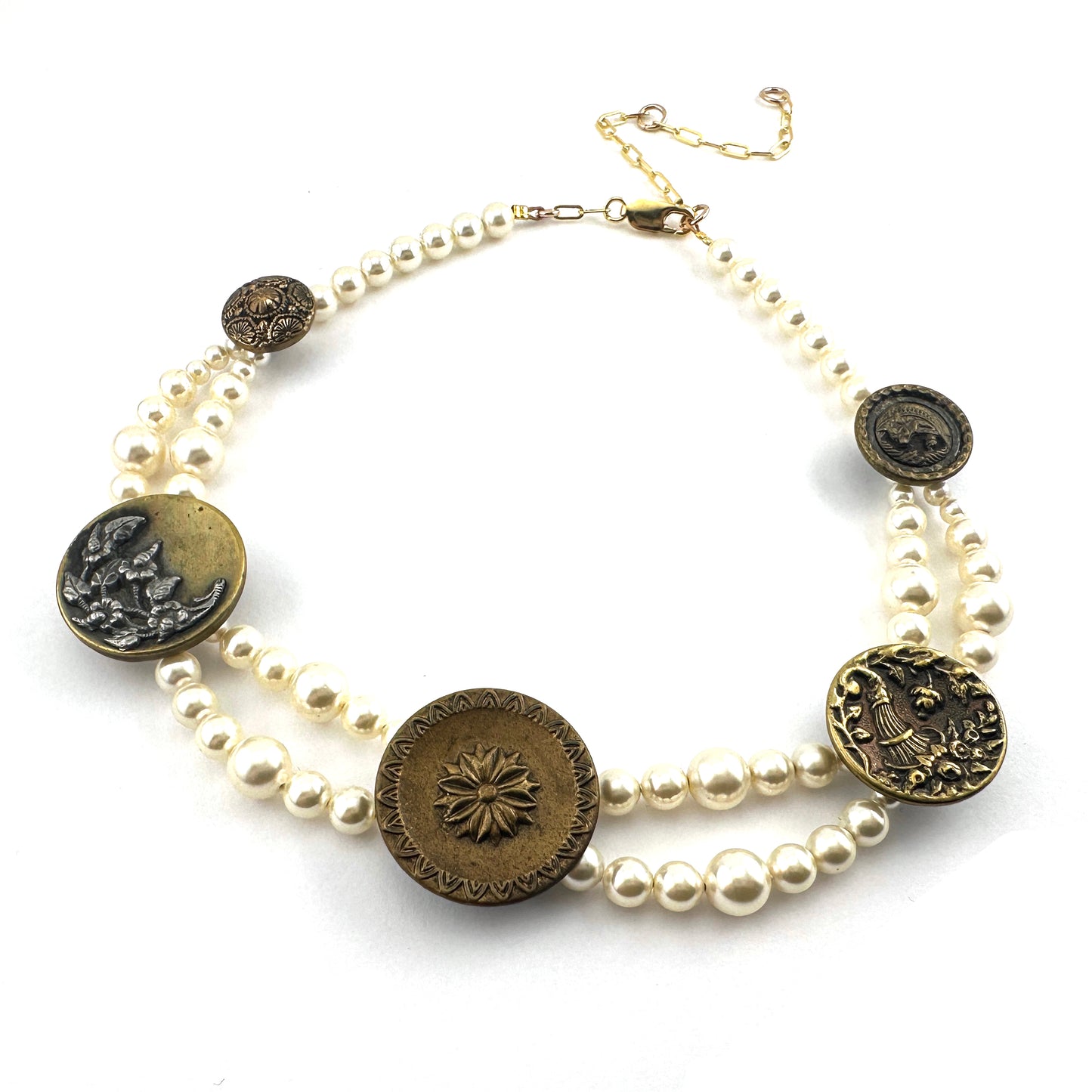 
                  
                    Ivory Pearl Victorian Button Collection Necklace
                  
                