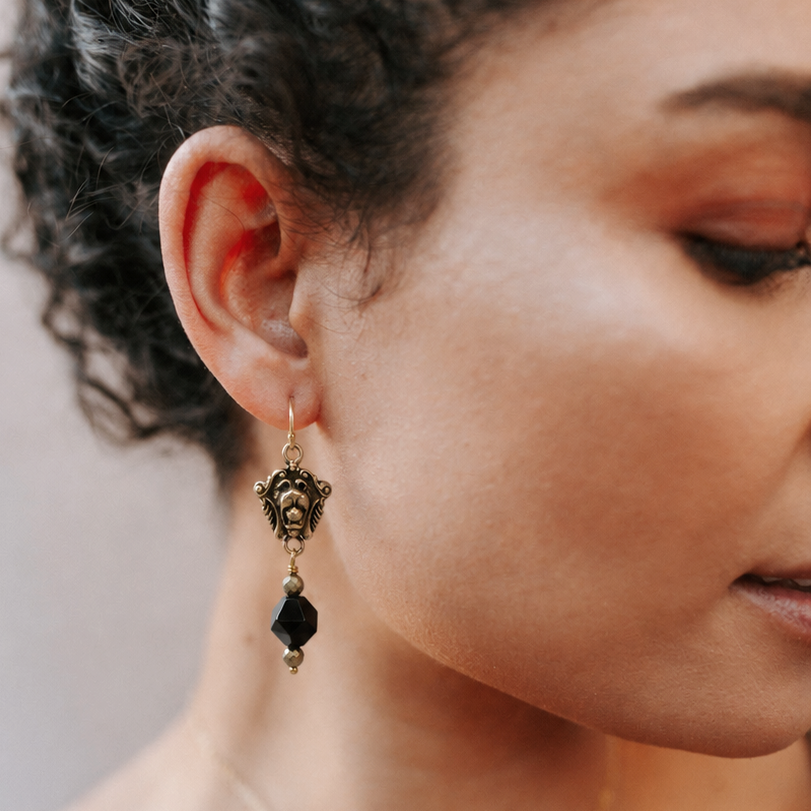 
                  
                    ACANTHUS Pickle Fork Earrings - Silver with Ruby Zoisite and Pyrite
                  
                