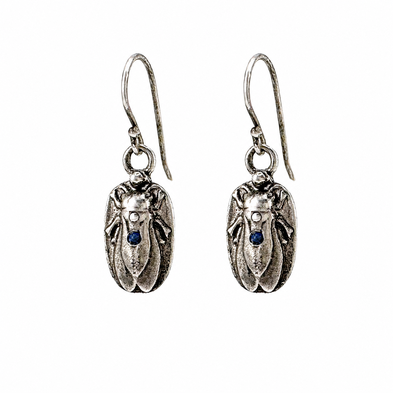 
                  
                    CICADA Earrings - Silver and Blue Sapphire
                  
                
