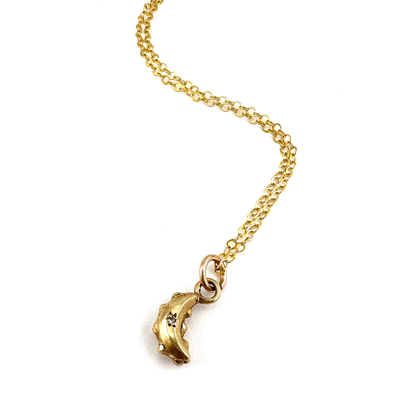 
                  
                    Petite CRESCENT MOON Necklace - 14k Gold with White Diamond
                  
                