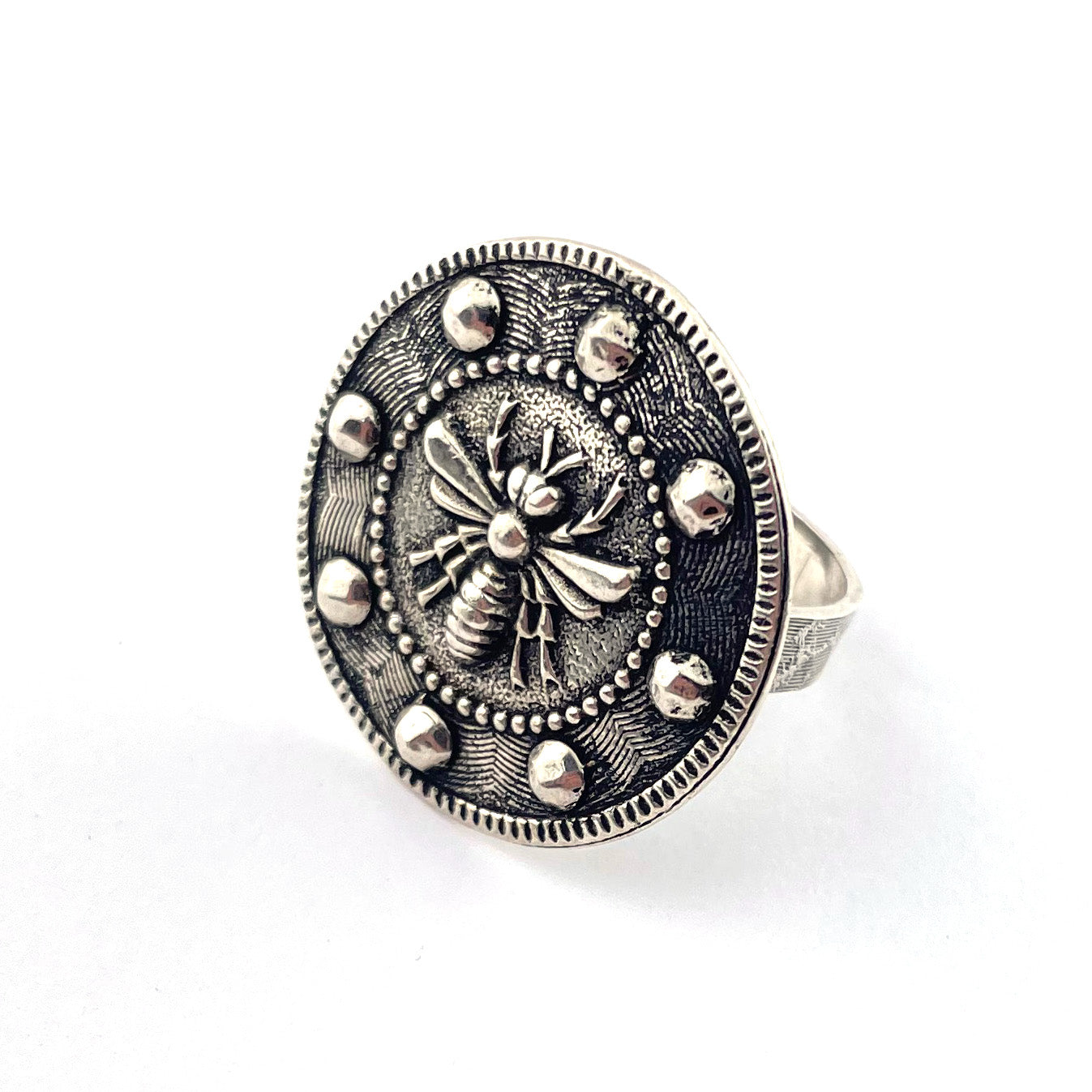 
                  
                    Large QUEEN BEE Ring - SILVER size 9
                  
                