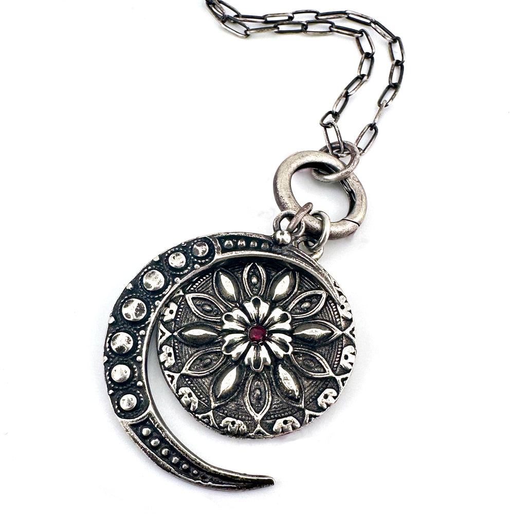 
                  
                    RADIANCE MOON Necklace Set - Silver with Ruby
                  
                