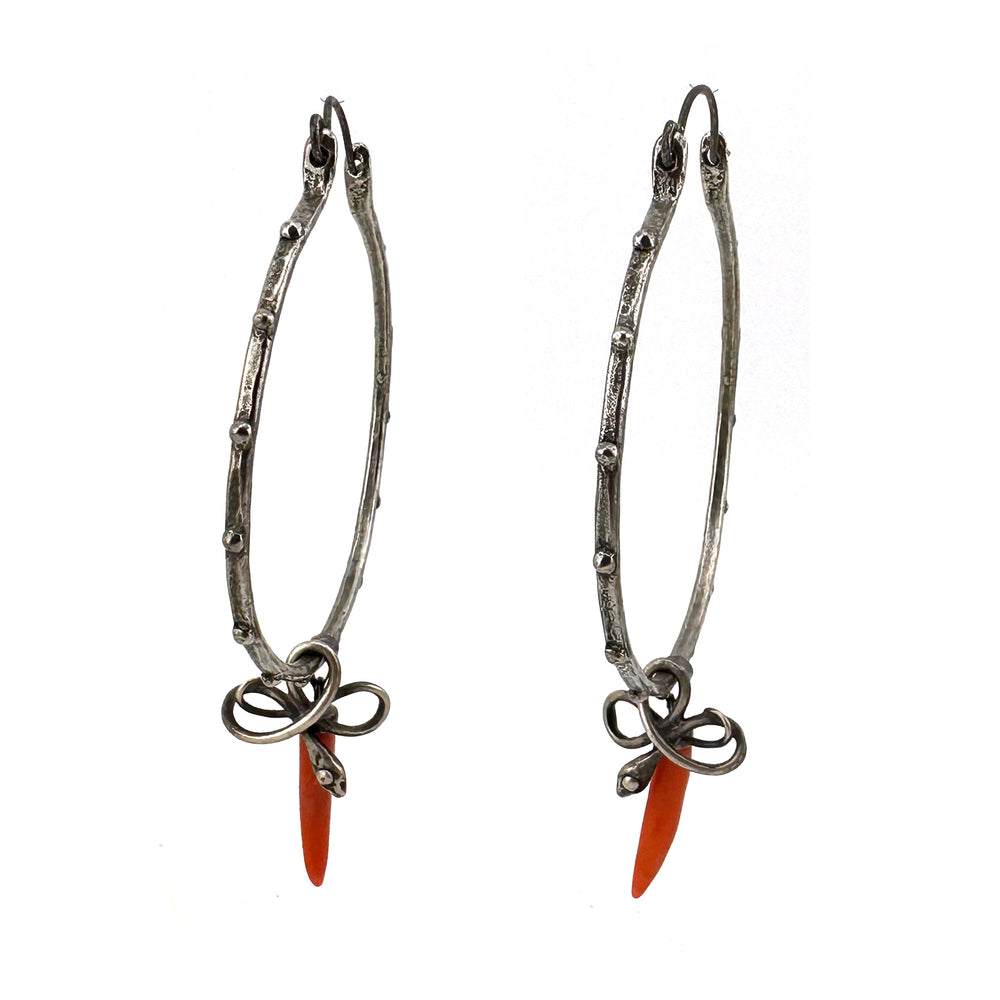 SERPENT Riveted Hoops - Silver & Coral