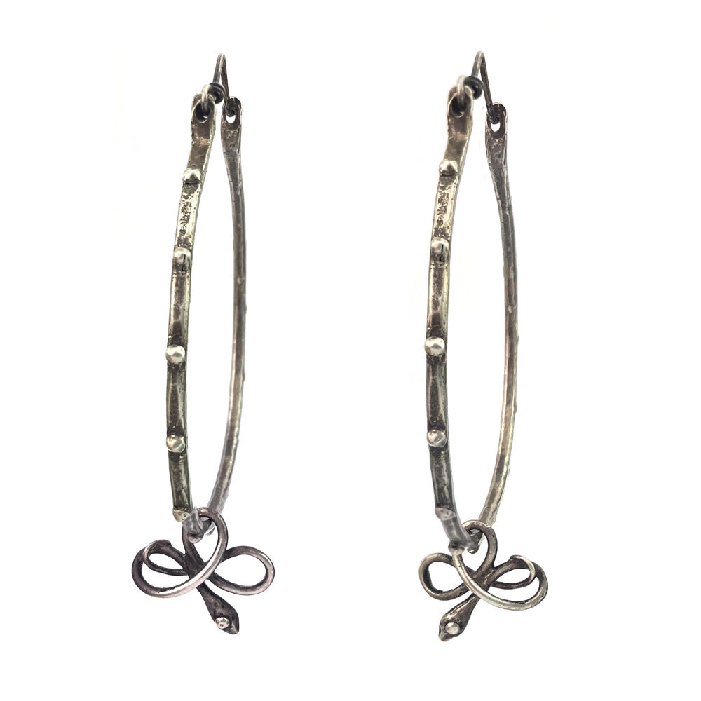 SERPENT Riveted Statement Hoops - SILVER
