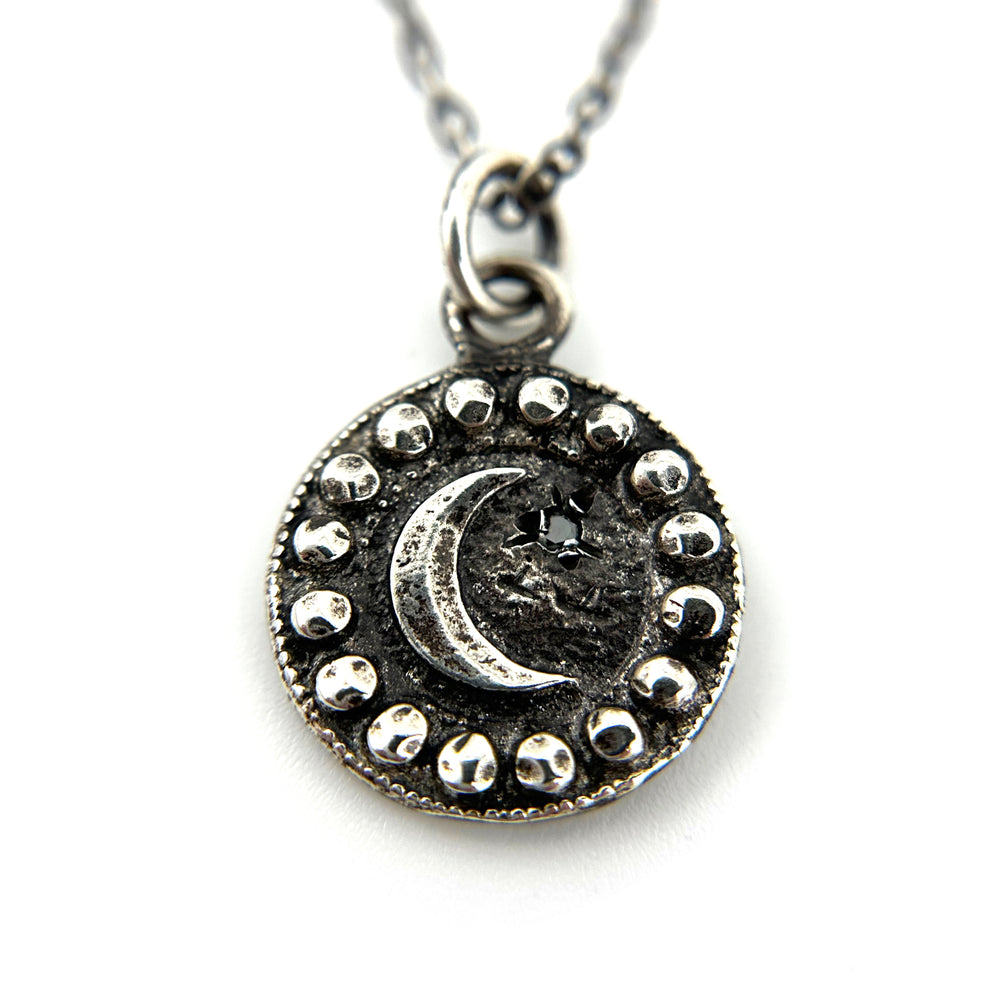 
                  
                    Petite MOON Necklace - Silver with Black Diamond
                  
                
