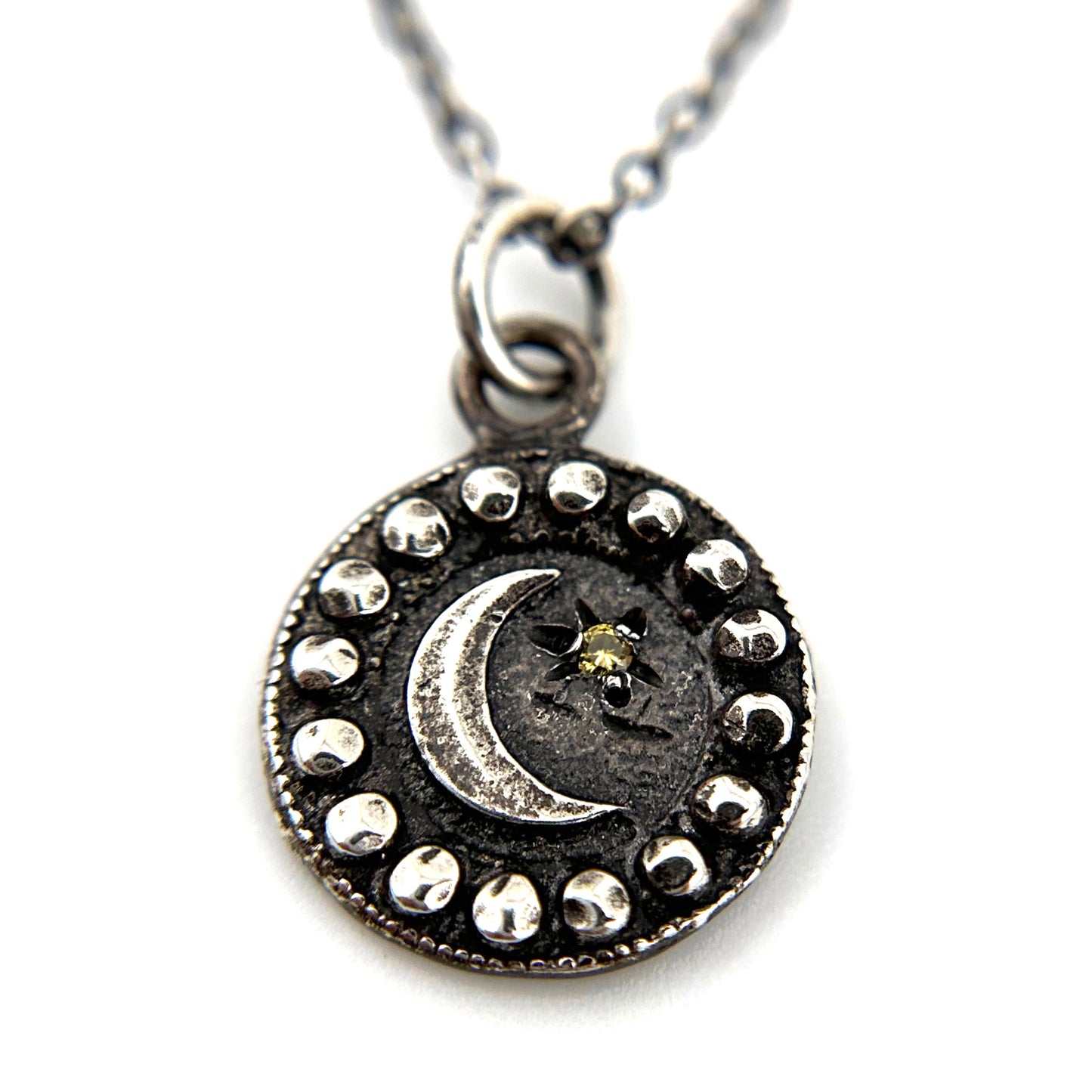 
                  
                    Petite MOON Necklace - Silver with Yellow Sapphire
                  
                
