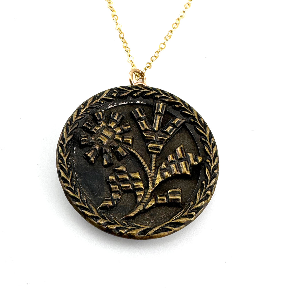 Van Gogh SUNFLOWERS Antique Button Necklace