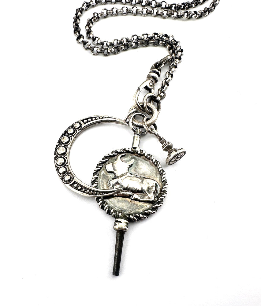 
                  
                    Spring Moon Old World Charm Necklace - Silver
                  
                