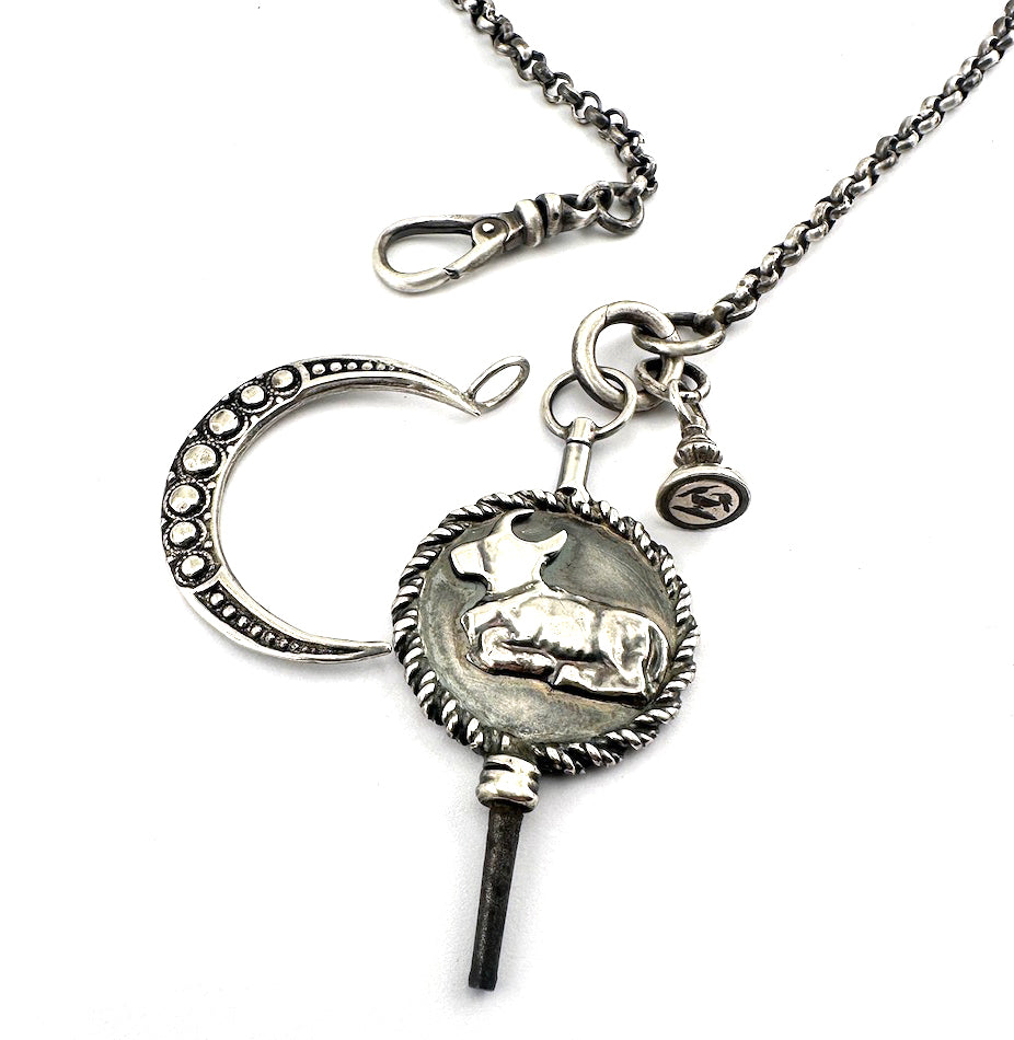 
                  
                    Spring Moon Old World Charm Necklace - Silver
                  
                