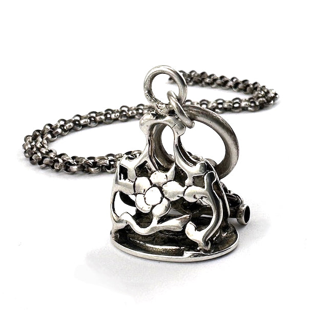 Antique European Wax Seal NeoClassical Necklace - Silver