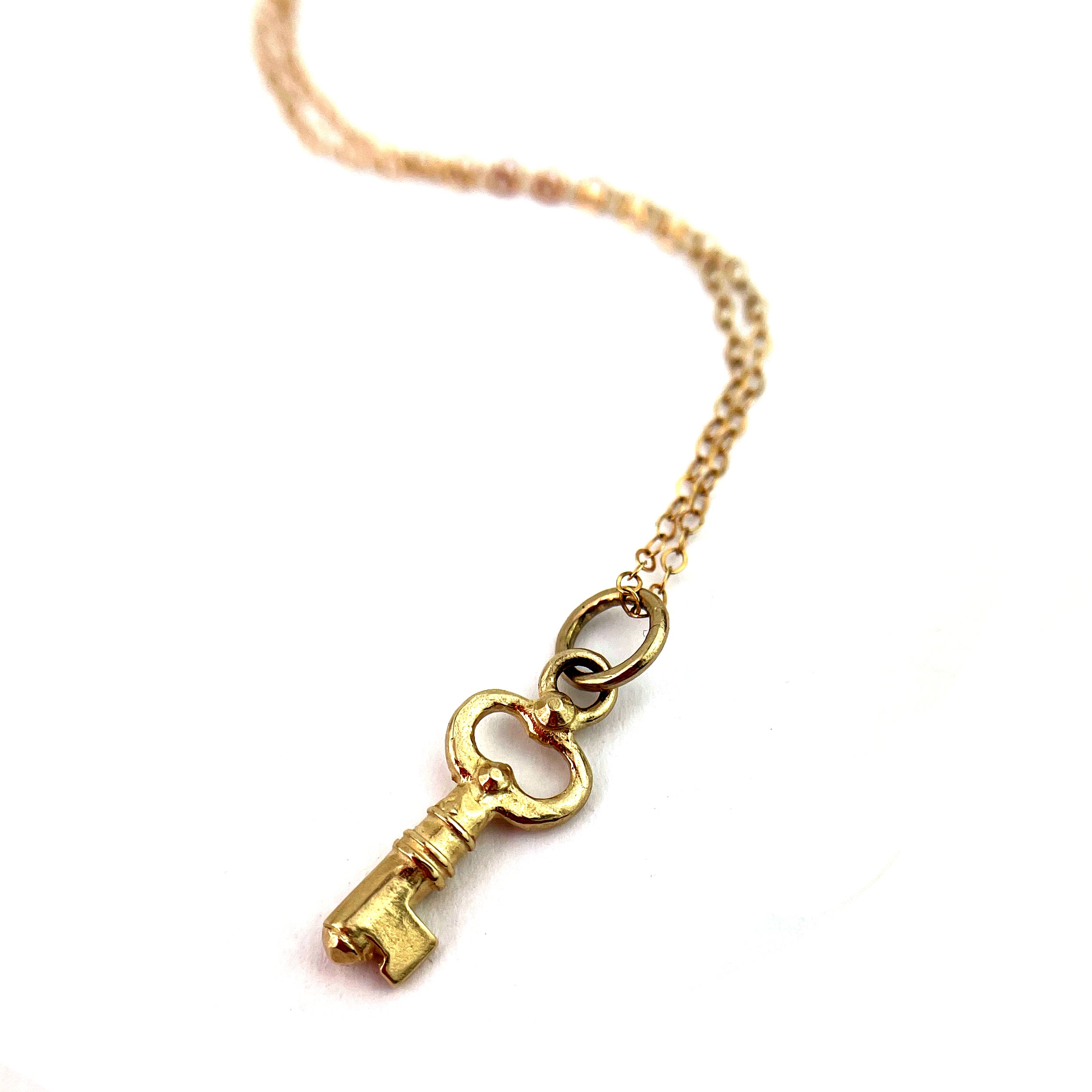 Love Charm Key Necklace - Gold – Compass Rose Design