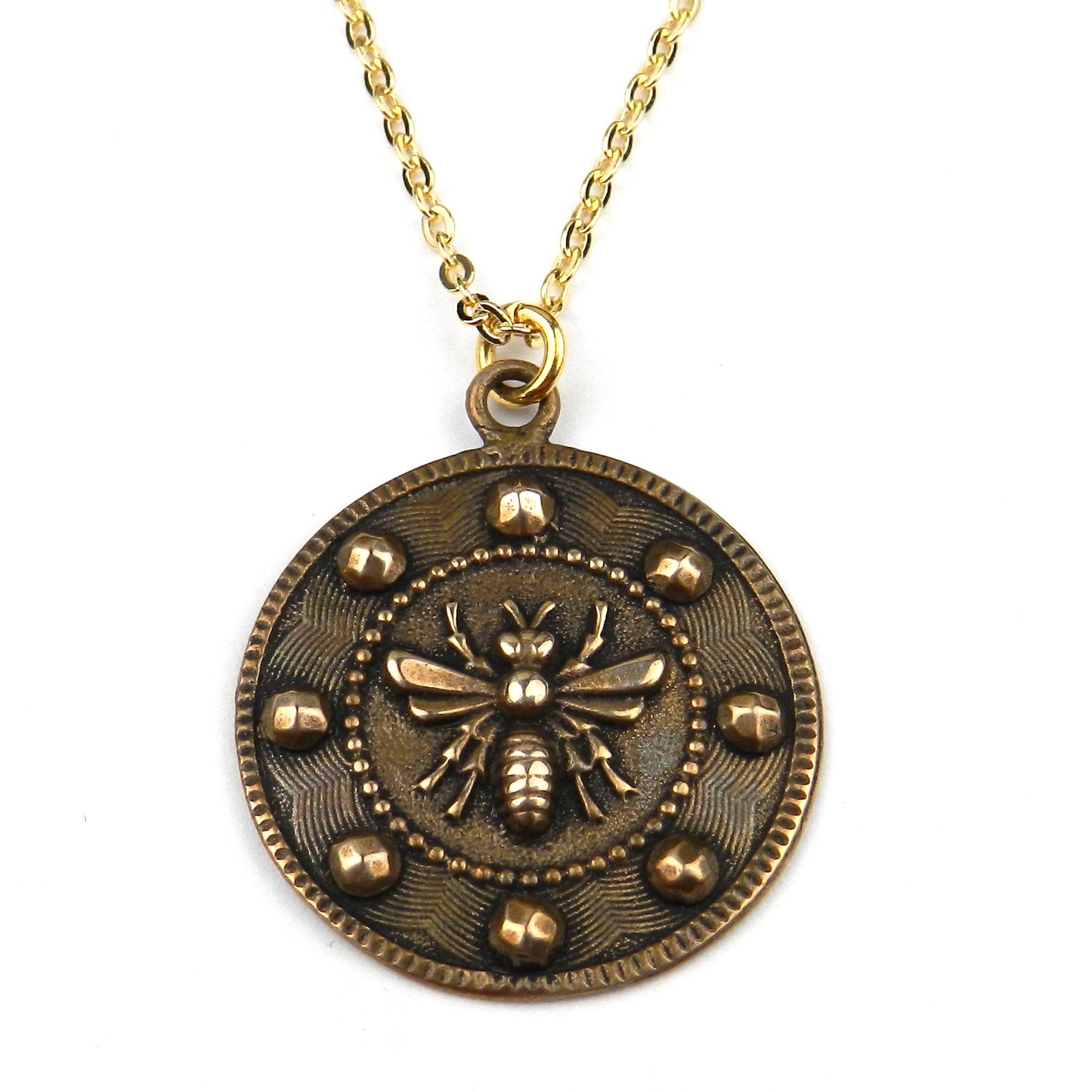 
                  
                    QUEEN BEE (Lg) Vintage Button Necklace - GOLD
                  
                