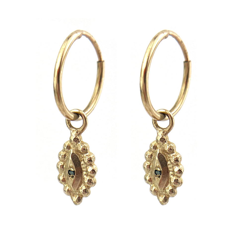 
                  
                    SIGHT Tiny Hoop Earrings - 14K Gold w Black Diamonds
                  
                