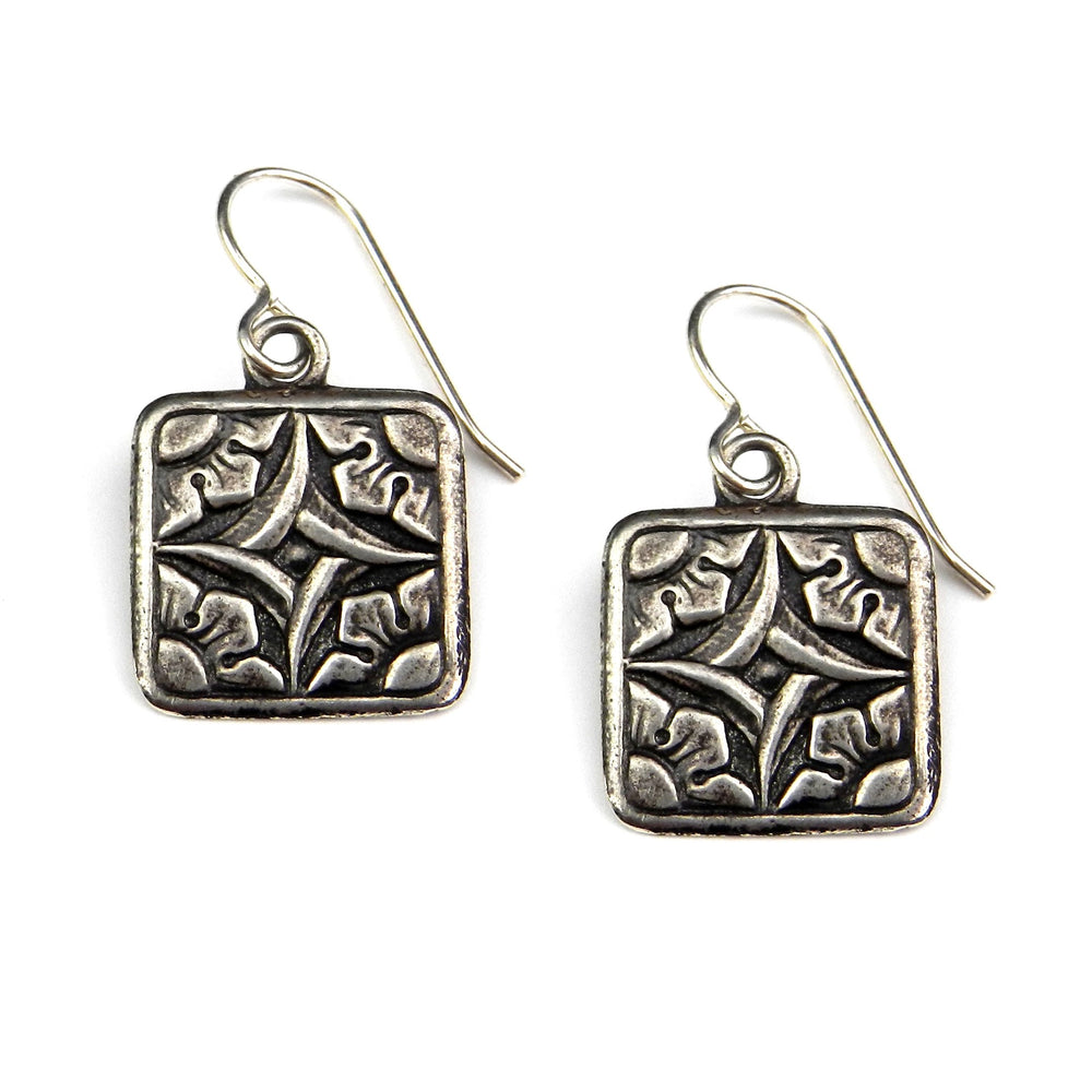 Night Blossom Vintage Button Earrings - SILVER