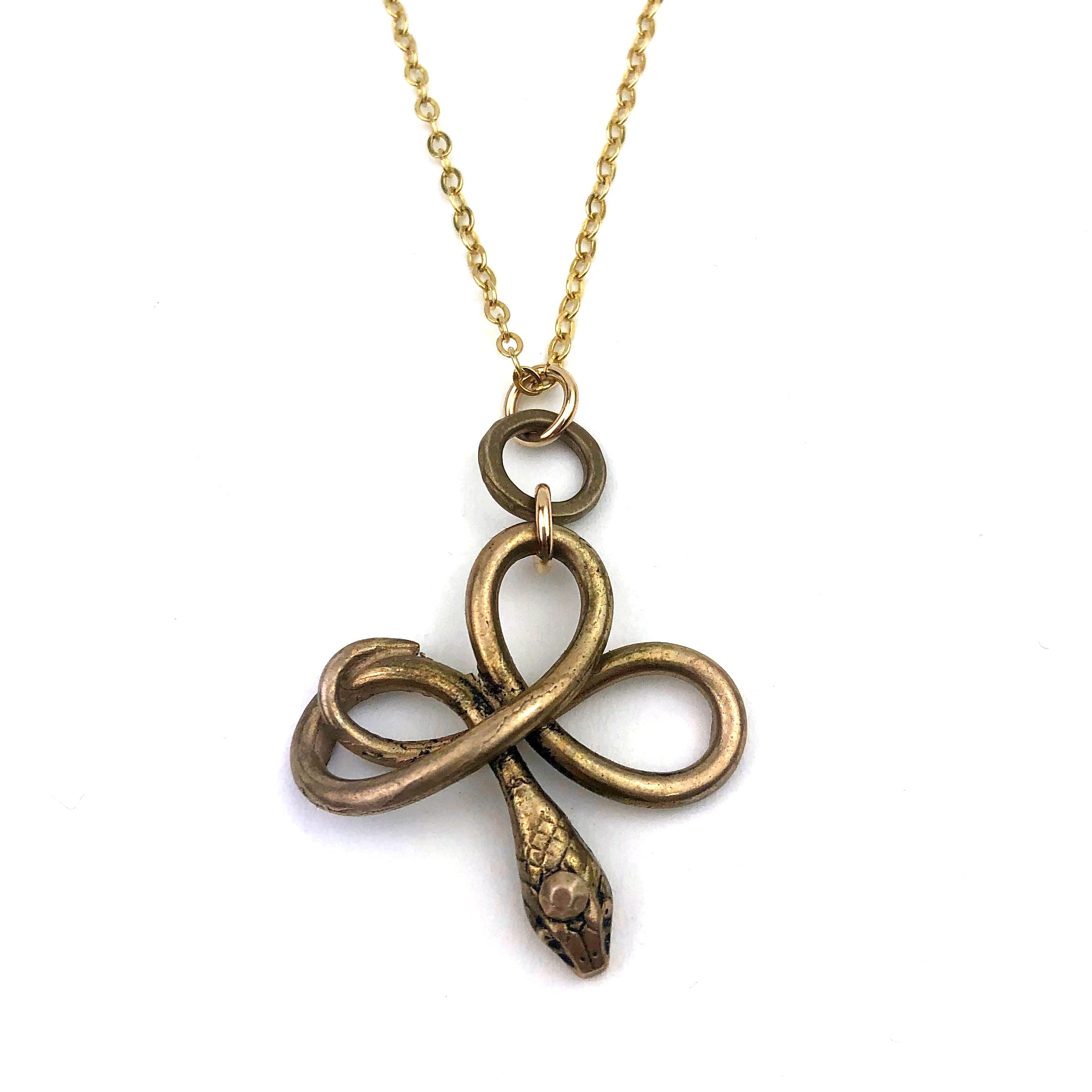 SERPENT Snake Charm Necklace - GOLD – Compass Rose Design